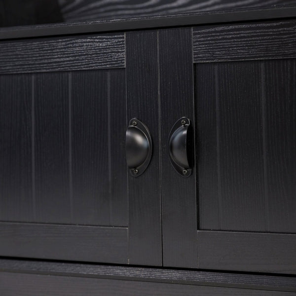 English Elm Fraser 40" Wide Hall Tree with Storage Bench, Coat Rack, and Upper Cubbies for Organized Entryway Black NAN-FY-HY-HT04-BLK-GG