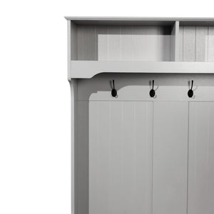 English Elm Fraser 40" Wide Hall Tree with Storage Bench, Coat Rack, and Upper Cubbies for Organized Entryway Gray NAN-FY-HY-HT04-GRY-GG