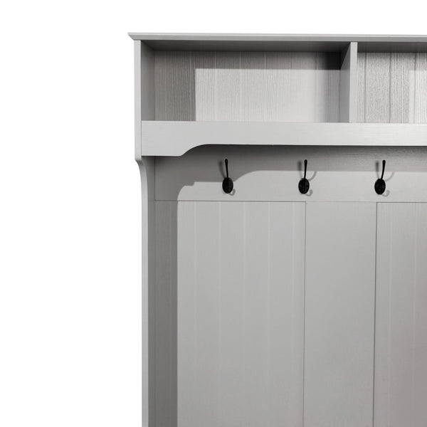 English Elm Fraser 40" Wide Hall Tree with Storage Bench, Coat Rack, and Upper Cubbies for Organized Entryway Gray NAN-FY-HY-HT04-GRY-GG