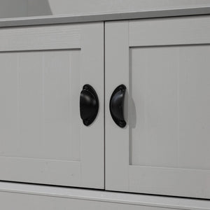 English Elm Fraser 40" Wide Hall Tree with Storage Bench, Coat Rack, and Upper Cubbies for Organized Entryway Gray NAN-FY-HY-HT04-GRY-GG