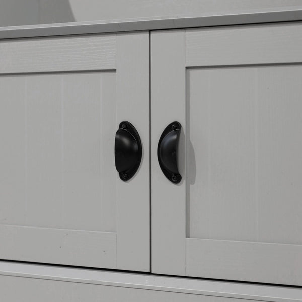 English Elm Fraser 40" Wide Hall Tree with Storage Bench, Coat Rack, and Upper Cubbies for Organized Entryway Gray NAN-FY-HY-HT04-GRY-GG