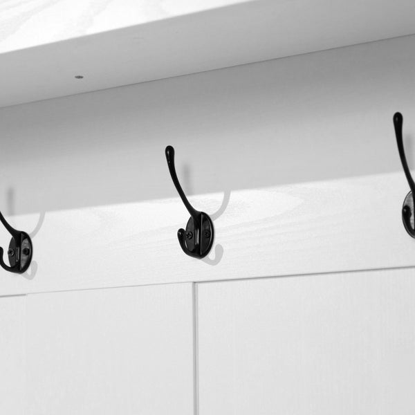 English Elm Fraser 40" Wide Hall Tree with Storage Bench, Coat Rack, and Upper Cubbies for Organized Entryway White NAN-FY-HY-HT04-WHT-GG