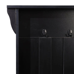 English Elm Paisley 31.5" Wide Hall Tree with Bench, Hooks, and Adjustable Cubbies for Stylish Entryway Storage Walnut Seat/Black Frame NAN-FY-HY-HT06-BLKWNT-GG