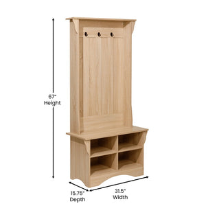English Elm Paisley 31.5" Wide Hall Tree with Bench, Hooks, and Adjustable Cubbies for Stylish Entryway Storage Weathered Natural NAN-FY-HY-HT06-WTHWD-GG