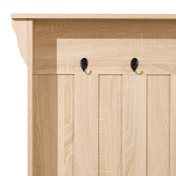 English Elm Paisley 31.5" Wide Hall Tree with Bench, Hooks, and Adjustable Cubbies for Stylish Entryway Storage Weathered Natural NAN-FY-HY-HT06-WTHWD-GG