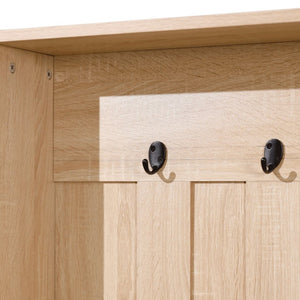 English Elm Paisley 31.5" Wide Hall Tree with Bench, Hooks, and Adjustable Cubbies for Stylish Entryway Storage Weathered Natural NAN-FY-HY-HT06-WTHWD-GG