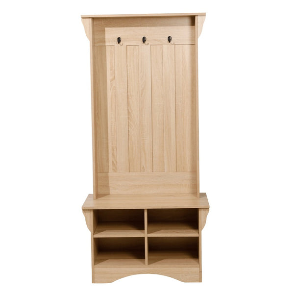 English Elm Paisley 31.5" Wide Hall Tree with Bench, Hooks, and Adjustable Cubbies for Stylish Entryway Storage Weathered Natural NAN-FY-HY-HT06-WTHWD-GG