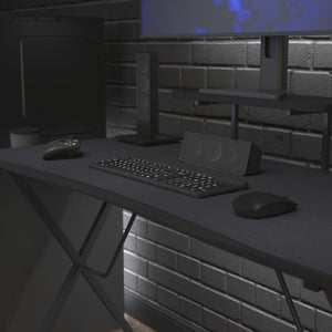 English Elm Mallot Black Mega Size Gaming Mouse Pad - Anti-Slip Base, Micro-Weave, Custom Cutouts & Wire Management NAN-GM1031-BK-GG