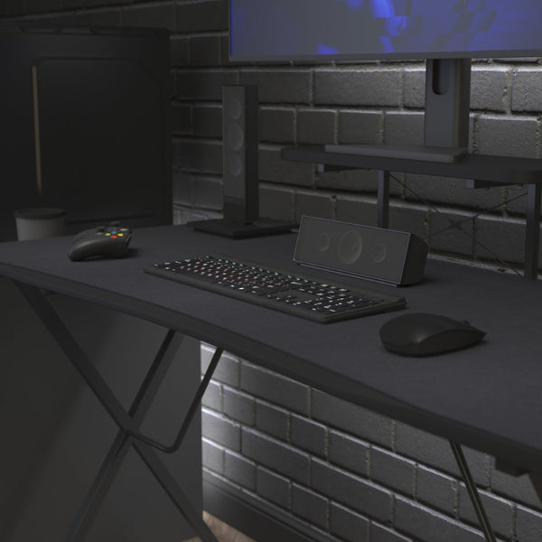 English Elm Mallot Black Mega Size Gaming Mouse Pad - Anti-Slip Base, Micro-Weave, Custom Cutouts & Wire Management NAN-GM1031-BK-GG