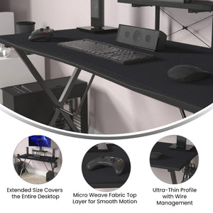 English Elm Mallot Black Mega Size Gaming Mouse Pad - Anti-Slip Base, Micro-Weave, Custom Cutouts & Wire Management NAN-GM1031-BK-GG