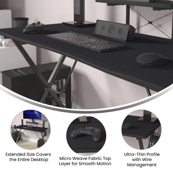 English Elm Mallot Black Mega Size Gaming Mouse Pad - Anti-Slip Base, Micro-Weave, Custom Cutouts & Wire Management NAN-GM1031-BK-GG