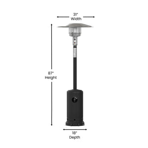 English Elm Sol Patio Outdoor Heater - 40,000 BTU Propane Unit with Wheels for Commercial & Residential Use Black 90" High NAN-HSS-AGH-BK-GG