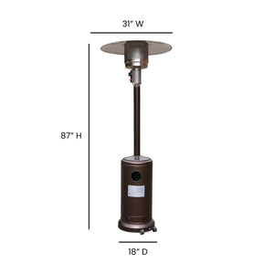 English Elm Sol Patio Outdoor Heater - 40,000 BTU Propane Unit with Wheels for Commercial & Residential Use Bronze 90" High NAN-HSS-AGH-BR-GG