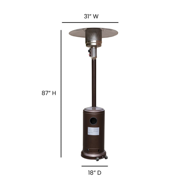 English Elm Sol Patio Outdoor Heater - 40,000 BTU Propane Unit with Wheels for Commercial & Residential Use Bronze 90" High NAN-HSS-AGH-BR-GG