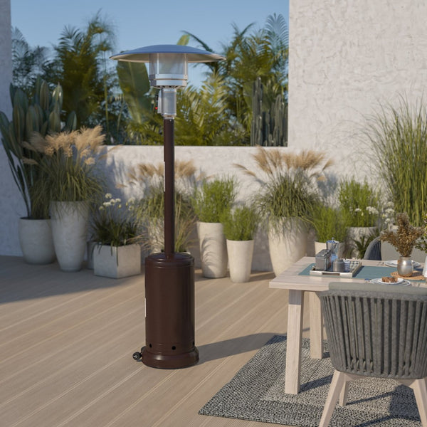 English Elm Sol Patio Outdoor Heater - 40,000 BTU Propane Unit with Wheels for Commercial & Residential Use Bronze 90" High NAN-HSS-AGH-BR-GG