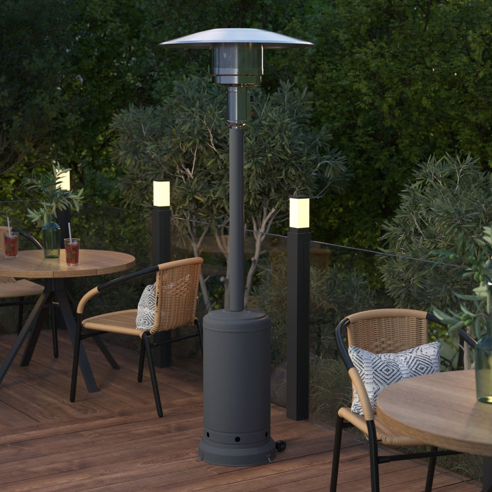 English Elm Sol Patio Outdoor Heater - 40,000 BTU Propane Unit with Wheels for Commercial & Residential Use Slate Gray 90" High NAN-HSS-AGH-GY-GG