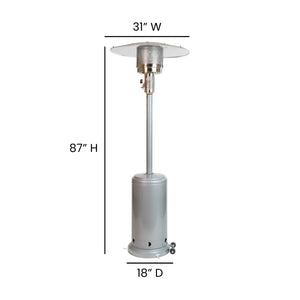 English Elm Sol Patio Outdoor Heater - 40,000 BTU Propane Unit with Wheels for Commercial & Residential Use Silver 90" High NAN-HSS-AGH-SL-GG