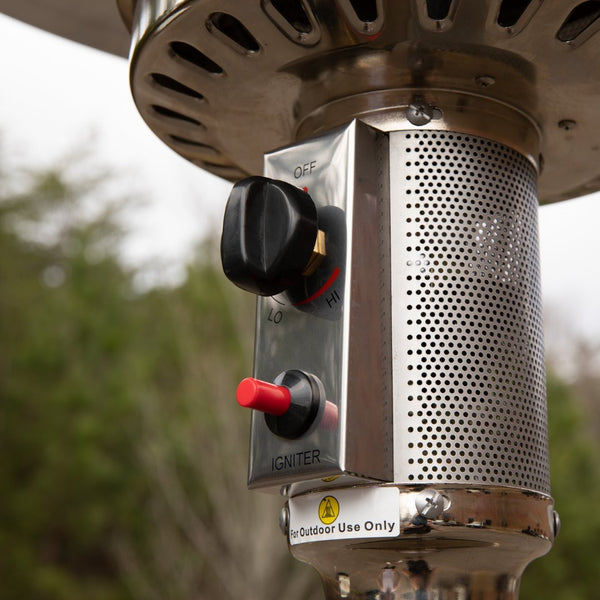 English Elm Sol Patio Outdoor Heater - 40,000 BTU Propane Unit with Wheels for Commercial & Residential Use Silver 90" High NAN-HSS-AGH-SL-GG