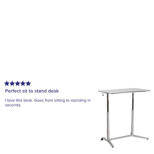 English Elm Merritt Sit-Down, Stand-Up Ergonomic Desk for Healthier Work Habits with Smooth Height Adjustments Light Gray NAN-IP-6-1-GG