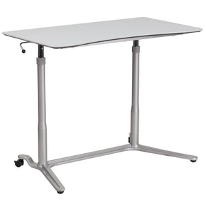 English Elm Merritt Sit-Down, Stand-Up Ergonomic Desk for Healthier Work Habits with Smooth Height Adjustments Light Gray NAN-IP-6-1-GG