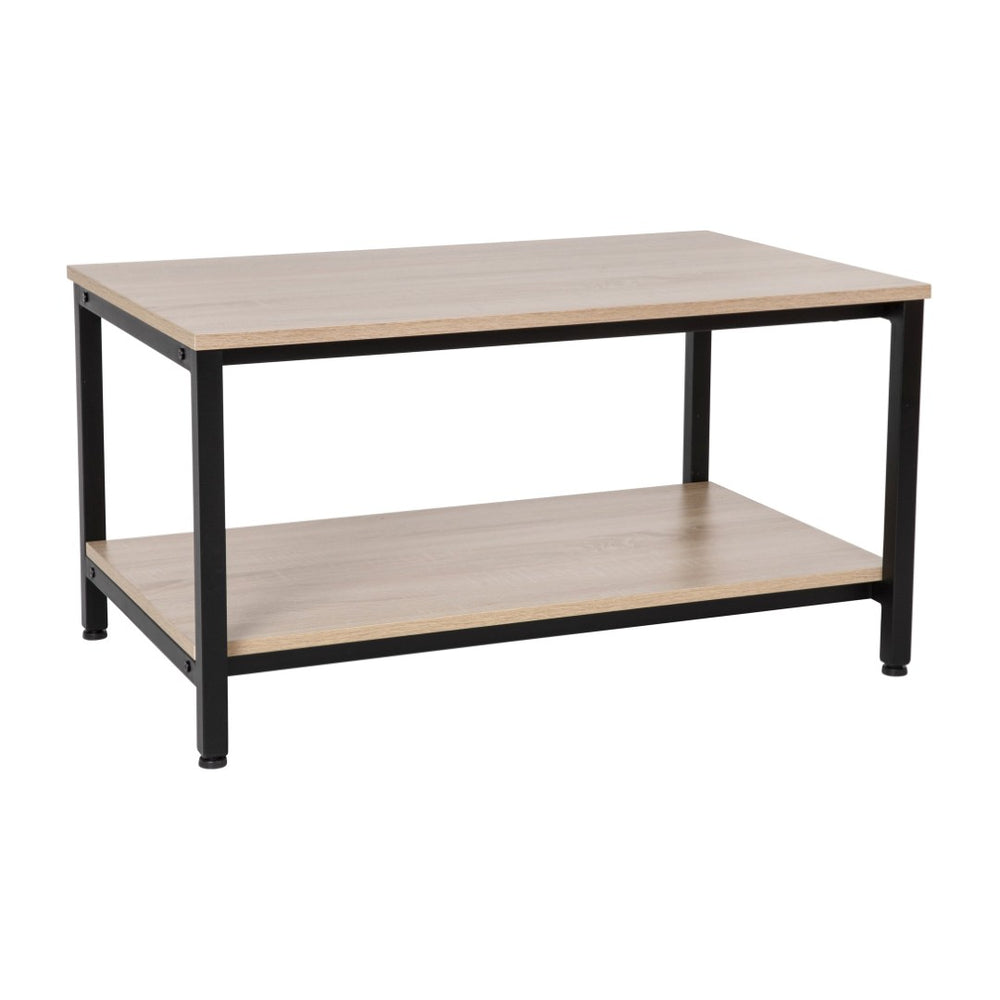 English Elm Finley Modern Industrial 2-Tier Coffee Table with Driftwood & Black Steel Frame for Versatile Spaces NAN-JH-17163-GG