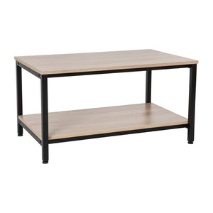 English Elm Finley Modern Industrial 2-Tier Coffee Table with Driftwood & Black Steel Frame for Versatile Spaces NAN-JH-17163-GG
