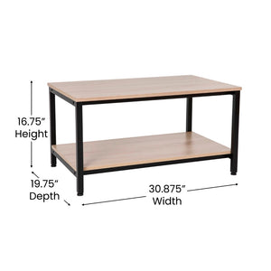 English Elm Finley Modern Industrial 2-Tier Coffee Table with Driftwood & Black Steel Frame for Versatile Spaces NAN-JH-17163-GG