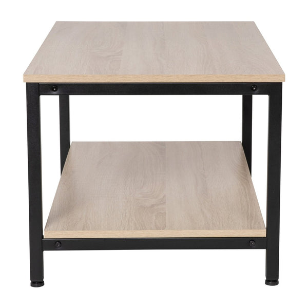 English Elm Finley Modern Industrial 2-Tier Coffee Table with Driftwood & Black Steel Frame for Versatile Spaces NAN-JH-17163-GG