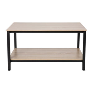 English Elm Finley Modern Industrial 2-Tier Coffee Table with Driftwood & Black Steel Frame for Versatile Spaces NAN-JH-17163-GG