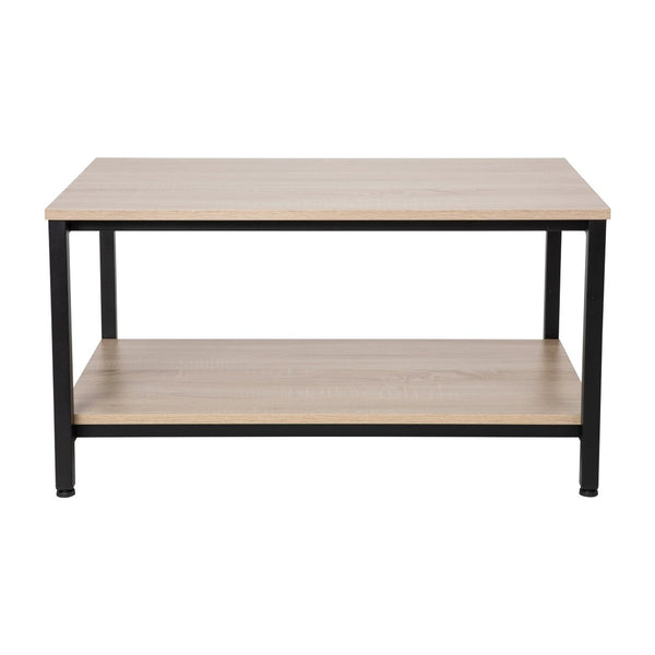 English Elm Finley Modern Industrial 2-Tier Coffee Table with Driftwood & Black Steel Frame for Versatile Spaces NAN-JH-17163-GG