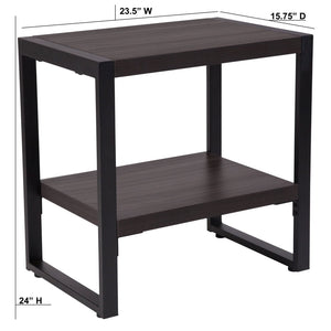 English Elm Thompson Charcoal Wood Grain End Table with Black Metal Frame - Stylish, Compact & Modern Design NAN-JH-1733-GG