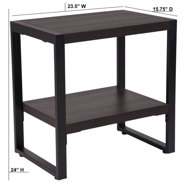 English Elm Thompson Charcoal Wood Grain End Table with Black Metal Frame - Stylish, Compact & Modern Design NAN-JH-1733-GG