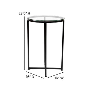 English Elm Greenwich Collection End Table - Sleek Modern Accent Piece with Sturdy Crisscross Metal Frame Design Clear Top/Matte Black Frame NAN-JH-1786ET-BK-GG