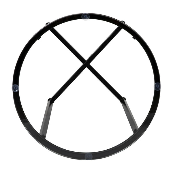 English Elm Greenwich Collection End Table - Sleek Modern Accent Piece with Sturdy Crisscross Metal Frame Design Clear Top/Matte Black Frame NAN-JH-1786ET-BK-GG