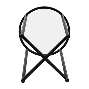 English Elm Greenwich Collection End Table - Sleek Modern Accent Piece with Sturdy Crisscross Metal Frame Design Clear Top/Matte Black Frame NAN-JH-1786ET-BK-GG