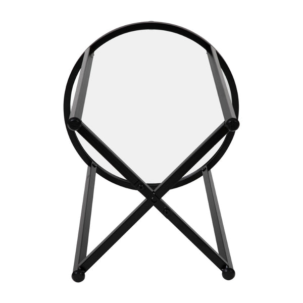 English Elm Greenwich Collection End Table - Sleek Modern Accent Piece with Sturdy Crisscross Metal Frame Design Clear Top/Matte Black Frame NAN-JH-1786ET-BK-GG