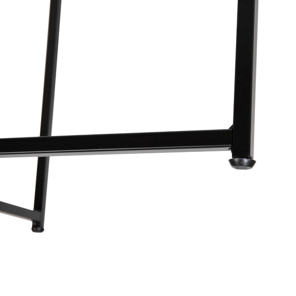 English Elm Greenwich Collection End Table - Sleek Modern Accent Piece with Sturdy Crisscross Metal Frame Design Clear Top/Matte Black Frame NAN-JH-1786ET-BK-GG