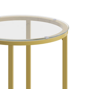 English Elm Greenwich Collection End Table - Sleek Modern Accent Piece with Sturdy Crisscross Metal Frame Design Clear Top/Brushed Gold Frame NAN-JH-1786ET-GG