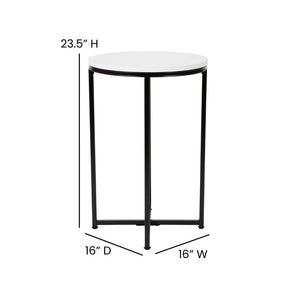 English Elm Hampstead Collection End Table - Sleek Modern Accent Table with Stylish Crisscross Metal Design White Top/Matte Black Frame NAN-JH-1787ET-BK-GG