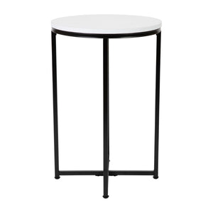 English Elm Hampstead Collection End Table - Sleek Modern Accent Table with Stylish Crisscross Metal Design White Top/Matte Black Frame NAN-JH-1787ET-BK-GG