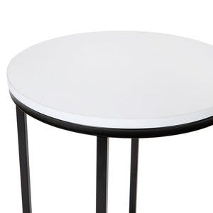 English Elm Hampstead Collection End Table - Sleek Modern Accent Table with Stylish Crisscross Metal Design White Top/Matte Black Frame NAN-JH-1787ET-BK-GG