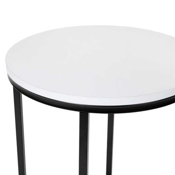 English Elm Hampstead Collection End Table - Sleek Modern Accent Table with Stylish Crisscross Metal Design White Top/Matte Black Frame NAN-JH-1787ET-BK-GG