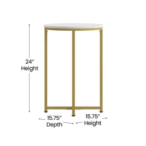 English Elm Hampstead Collection End Table - Sleek Modern Accent Table with Stylish Crisscross Metal Design White Top/Brushed Gold Frame NAN-JH-1787ET-GG