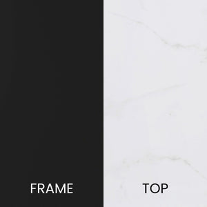 English Elm Hampstead Collection End Table - Sleek Modern Accent Table with Stylish Crisscross Metal Design White Marble Top/Matte Black Frame NAN-JH-1787ET-MRBL-BK-GG