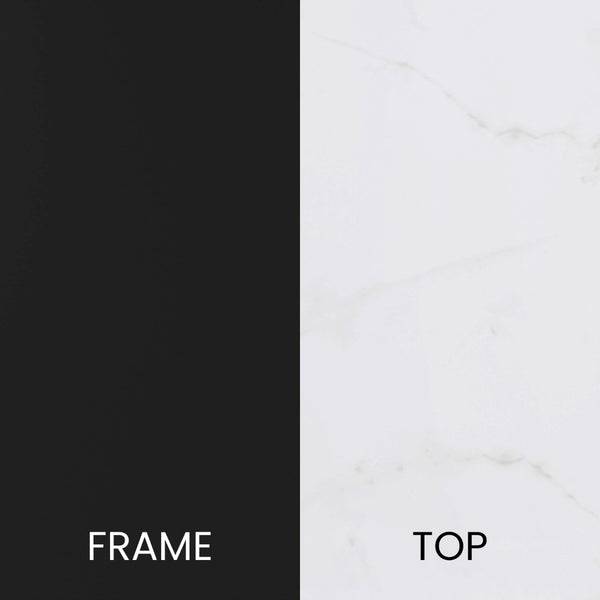 English Elm Hampstead Collection End Table - Sleek Modern Accent Table with Stylish Crisscross Metal Design White Marble Top/Matte Black Frame NAN-JH-1787ET-MRBL-BK-GG