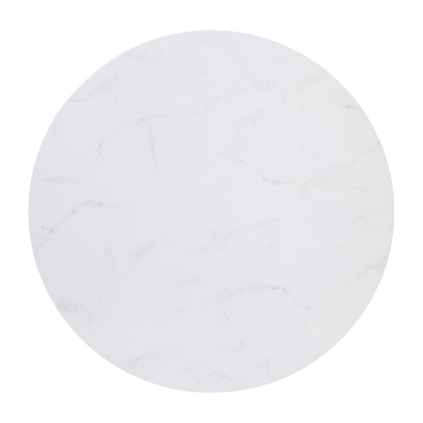 English Elm Hampstead Collection End Table - Sleek Modern Accent Table with Stylish Crisscross Metal Design White Marble Top/Matte Black Frame NAN-JH-1787ET-MRBL-BK-GG