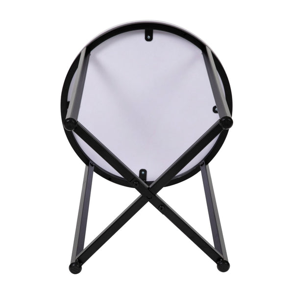 English Elm Hampstead Collection End Table - Sleek Modern Accent Table with Stylish Crisscross Metal Design White Marble Top/Matte Black Frame NAN-JH-1787ET-MRBL-BK-GG