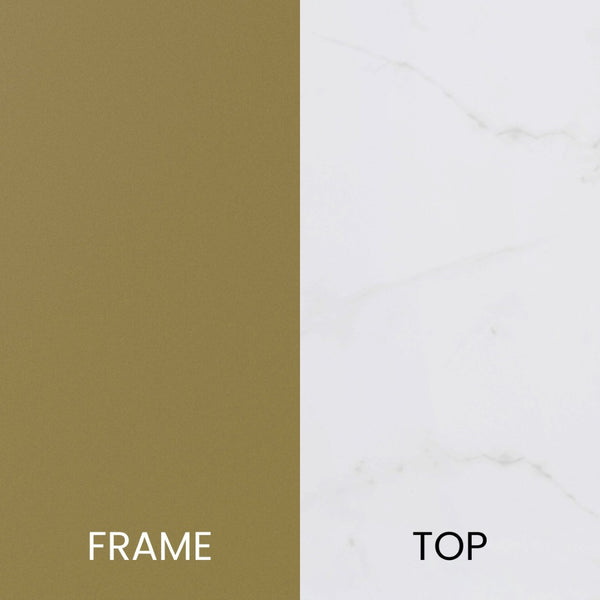 English Elm Hampstead Collection End Table - Sleek Modern Accent Table with Stylish Crisscross Metal Design White Marble Top/Brushed Gold Frame NAN-JH-1787ET-MRBL-GG