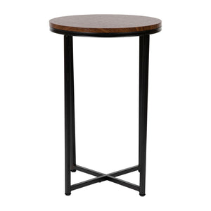 English Elm Hampstead Collection End Table - Sleek Modern Accent Table with Stylish Crisscross Metal Design Walnut Top/Matte Black Frame NAN-JH-1787ET-WAL-BK-GG