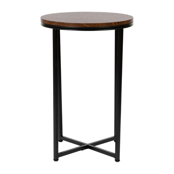 English Elm Hampstead Collection End Table - Sleek Modern Accent Table with Stylish Crisscross Metal Design Walnut Top/Matte Black Frame NAN-JH-1787ET-WAL-BK-GG